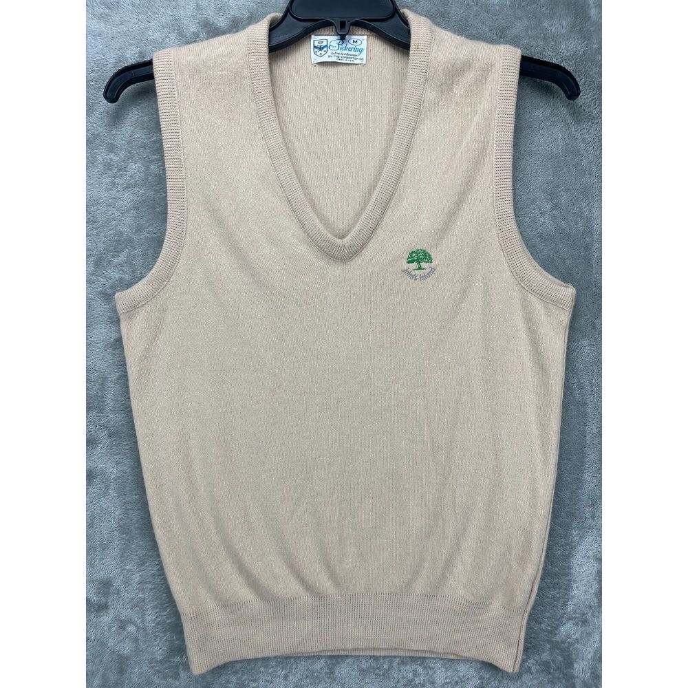 Vtg‎ Pickering Men's Sweater Vest Beige Size Medium Tennis Pickleball Golf